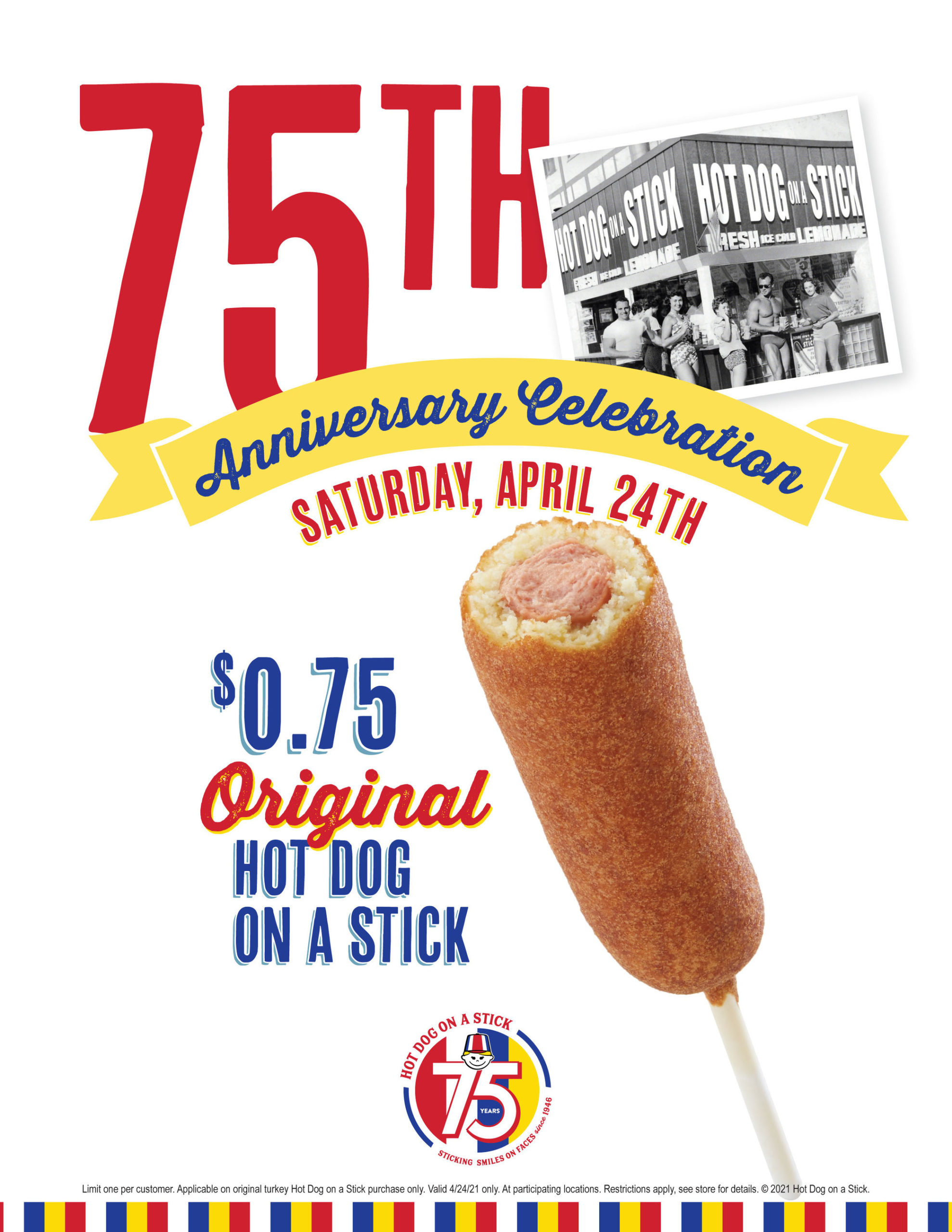 Hot Dog on a Stick® Celebrates 75th Anniversary with 0.75 Original